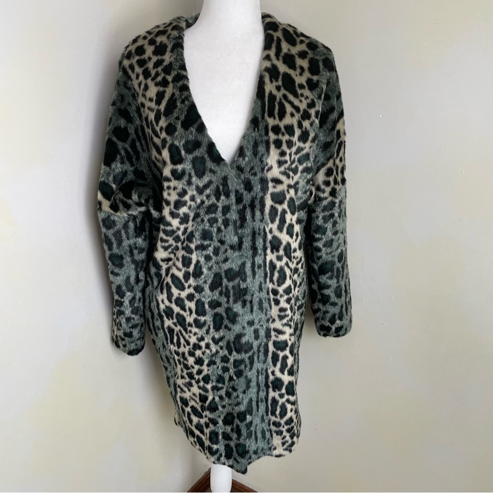 Scotch & Soda Leopard fur coat Jacket - Black and green and gray M